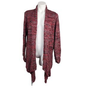 Linda Anderson waterfall knit cardigan heathered red Size medium